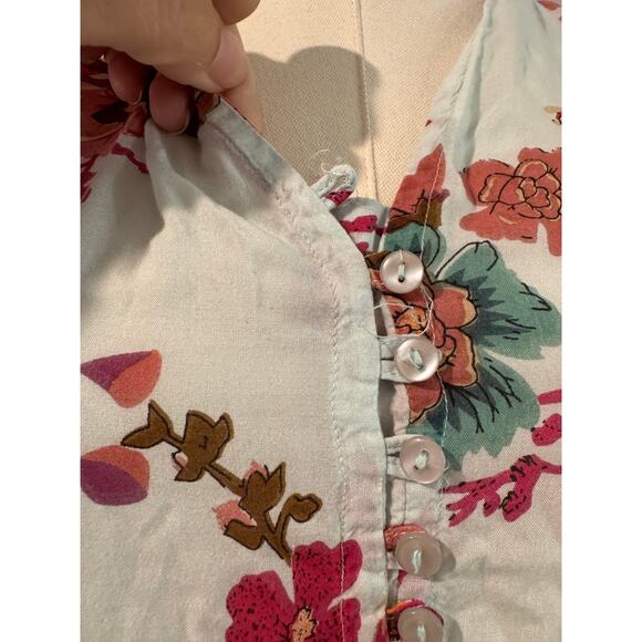 Lula Soul Monet Dress – Aqua Floral, Size XS, Button Front & Ruffle Hem *flaw - Picture 8 of 8